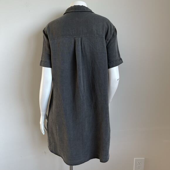 Lucky Brand Short Sleeves Shirt Dress Pockets Linen /Lyocell Size Large Gray - Picture 5 of 12
